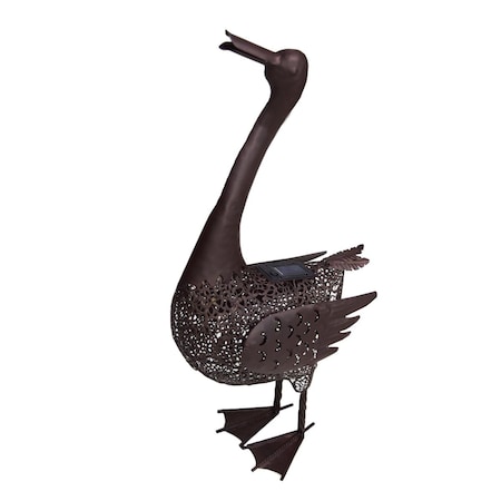 Oakland Living 25 in. Steel Animal Garden Duck Metal Sculpture Statue w/Solar Light & Ground Stake, Bronze 650261-DUCK-HB